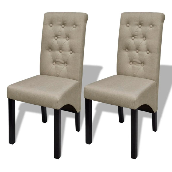  Dining Chairs 2 pcs Beige Fabric