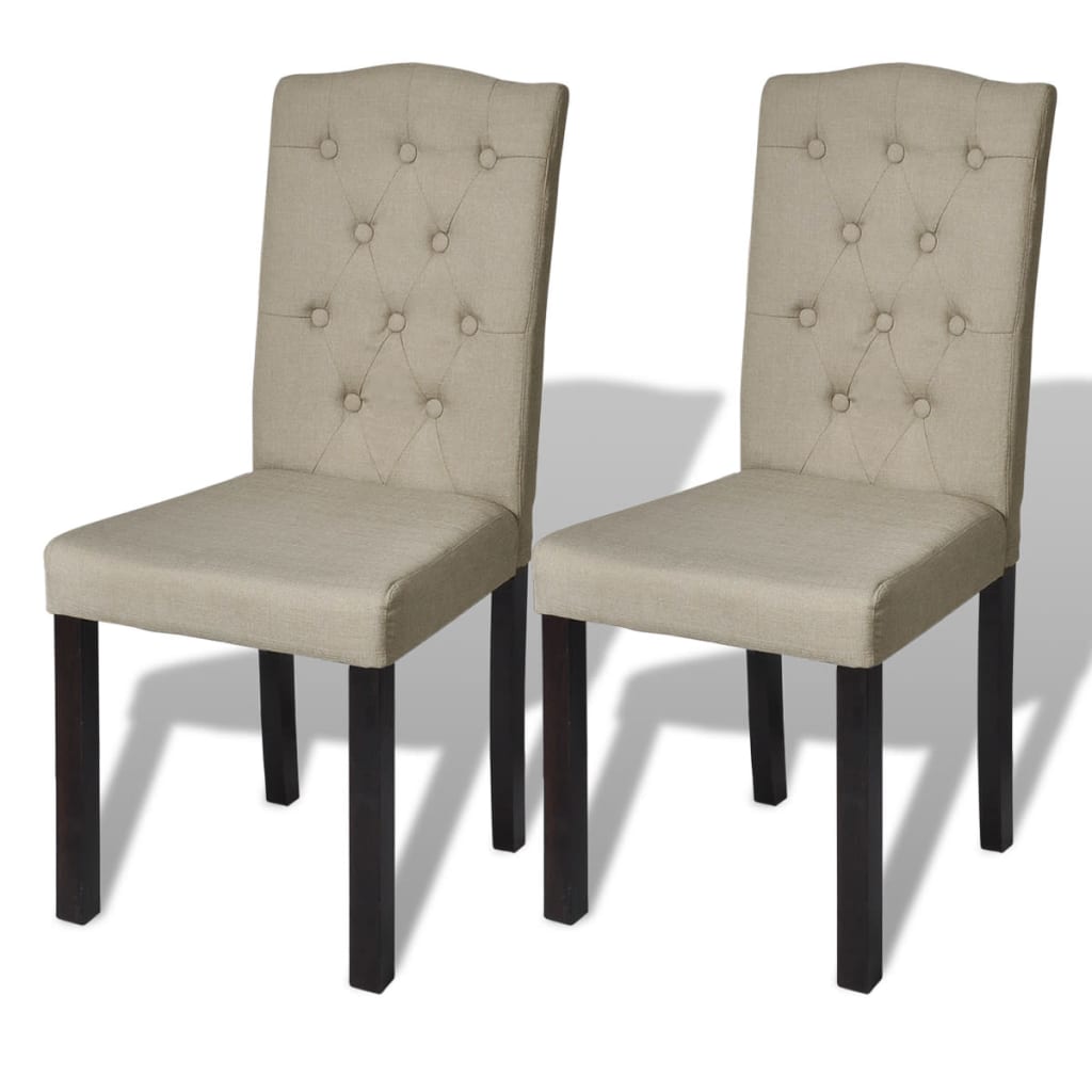 Dining Chairs 2 pcs Beige Fabric - 42×53×95cm