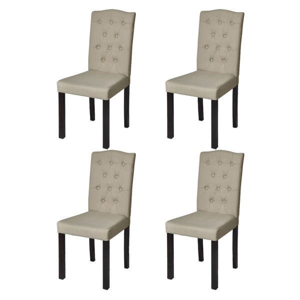  Dining Chairs 4 pcs Beige Fabric