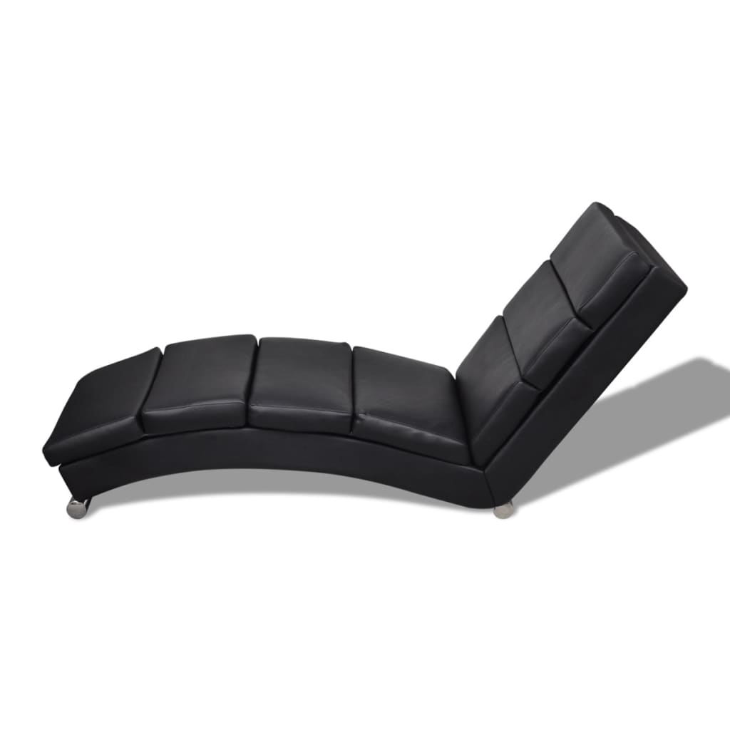 Chaise Longue Black Fau Leather