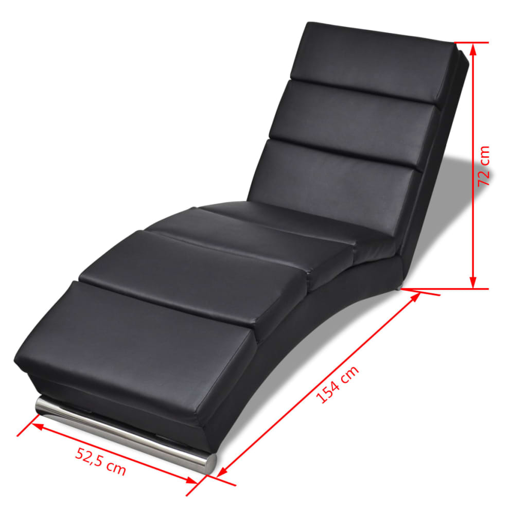 Chaise Longue Black Fau Leather