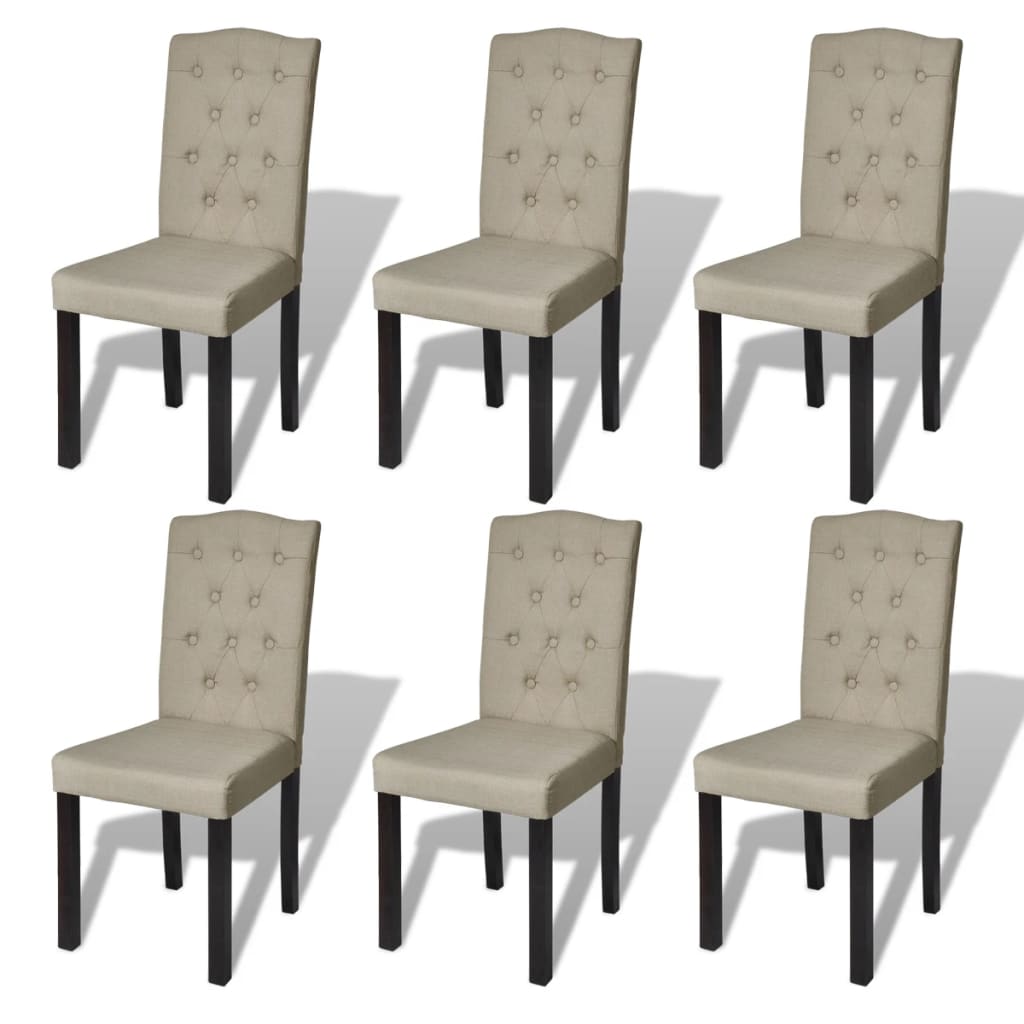 Dining Chairs 6 pcs Beige Fabric