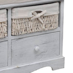 White Wooden Storage Bench 2 Weaving Baskets 2 Drawers