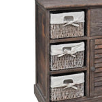 Wooden Cabinet 3 Left Weaving Baskets Brown