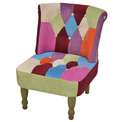 French Chair with Patchwork Design Fabric - 52×64×70cm
