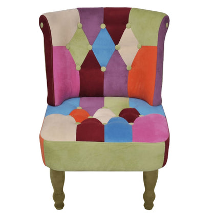 French Chair with Patchwork Design Fabric - 52×64×70cm