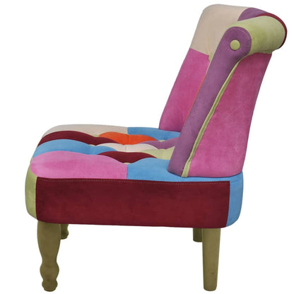 French Chair with Patchwork Design Fabric - 52×64×70cm
