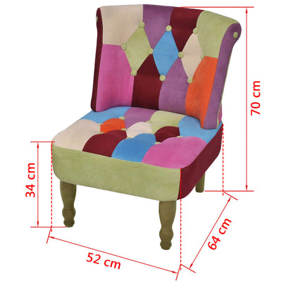 French Chair with Patchwork Design Fabric - 52×64×70cm