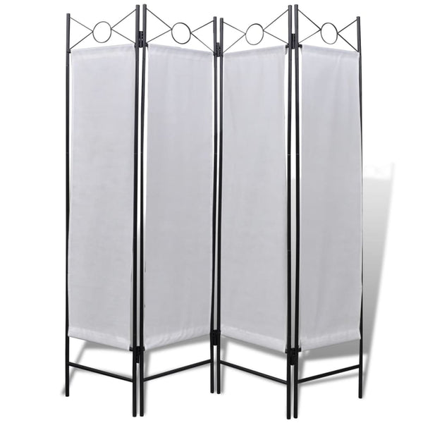  4-Panel Roo Divider Privacy Folding Screen White