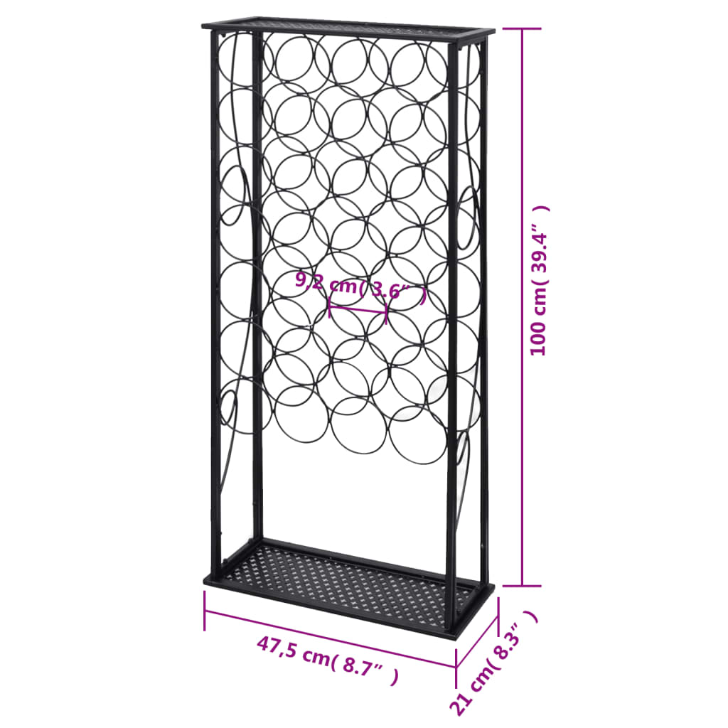 Wine Rack for 28 Bottles Metal - 47.5×21×100cm