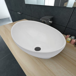 Luxury Ceramic Basin Oval-shaped Sink White  M