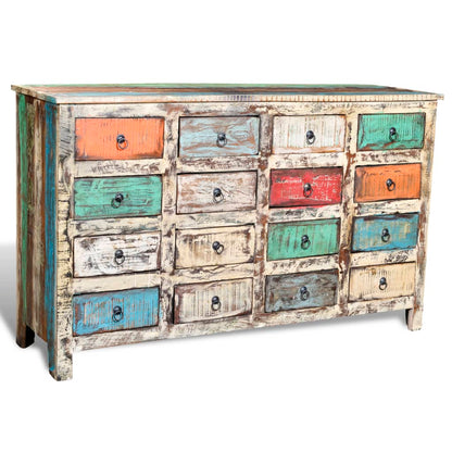 Reclaimed Cabinet Solid Wood Multicolour with 16 Drawers