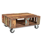 Coffee Table with 4 Wheels Reclaimed Wood