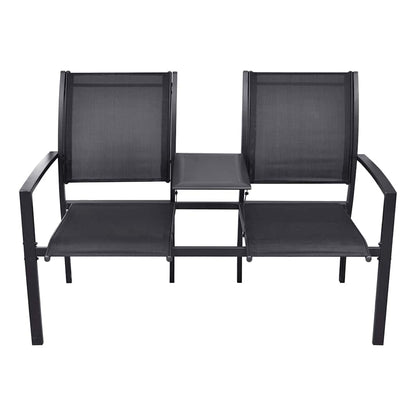 2 Seater Garden Bench 131 cm Steel and Textilene Black