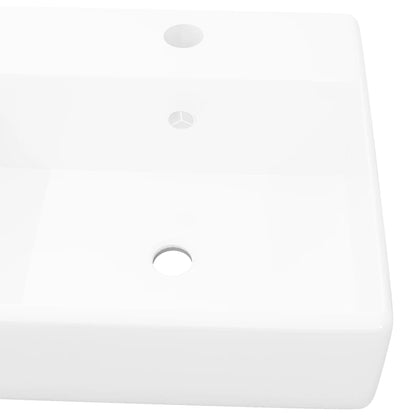 Ceramic Basin Square with Overflow and Faucet Hole