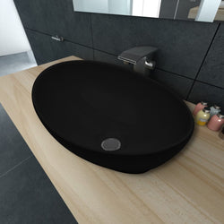 Luxury Ceramic Basin Oval-shaped Sink Black
