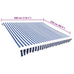 Awning Top Sunshade Canvas Blue & White S