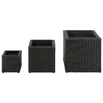 Garden Square Rattan Planter Set 3 pcs Black