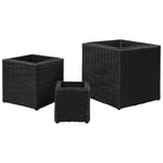 Garden Square Rattan Planter Set 3 pcs Black