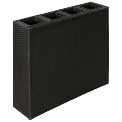 Garden Rectangle Rattan Planter Set Black