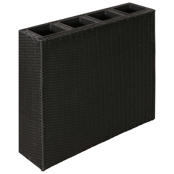  Garden Rectangle Rattan Planter Set Black
