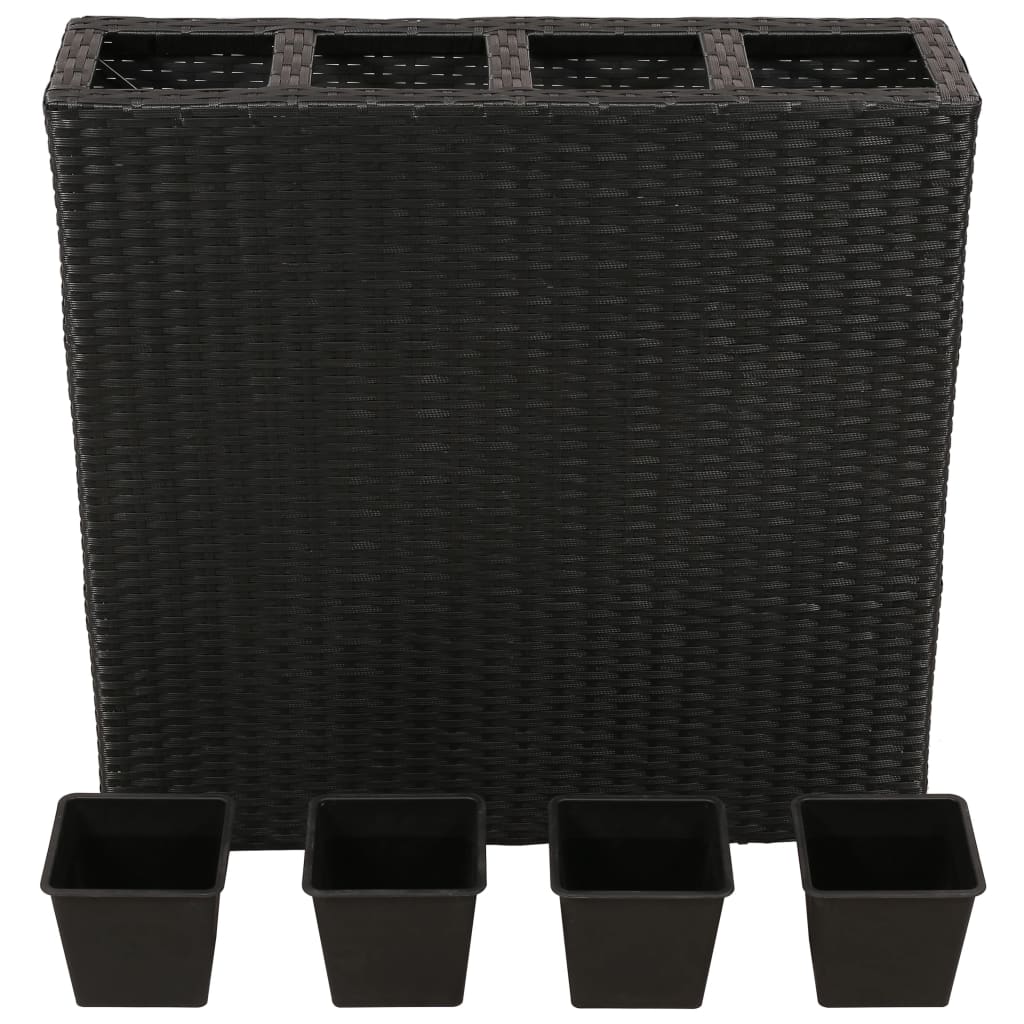 Garden Rectangle Rattan Planter Set Black