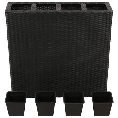 Garden Rectangle Rattan Planter Set Black
