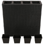 Garden Rectangle Rattan Planter Set Black