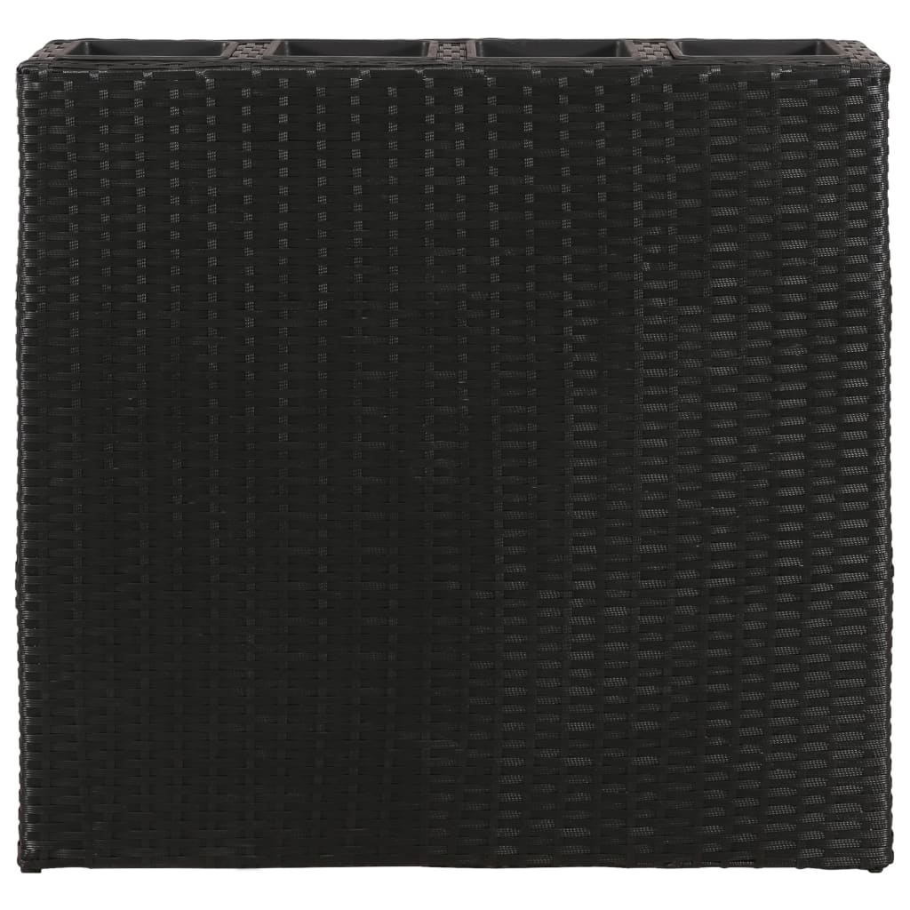 Garden Rectangle Rattan Planter Set Black