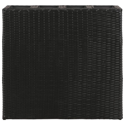 Garden Rectangle Rattan Planter Set Black