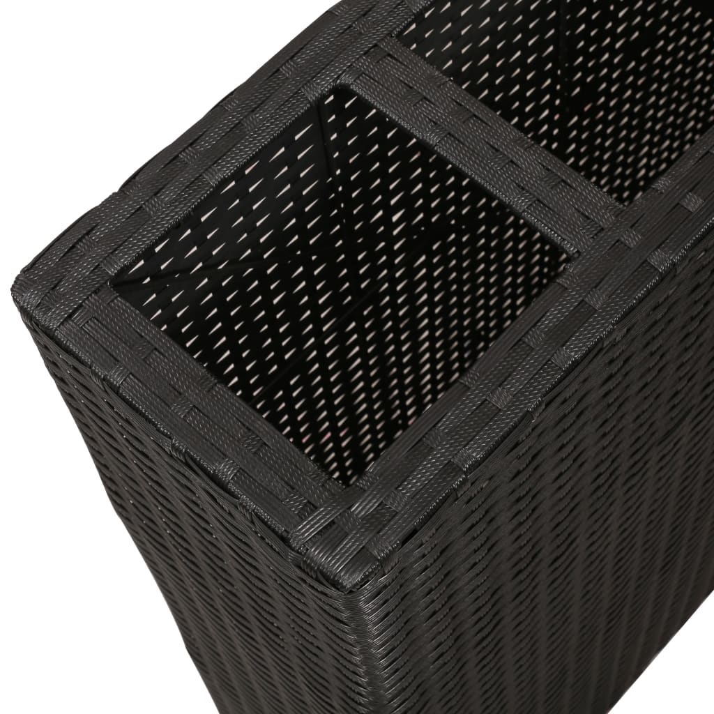 Garden Rectangle Rattan Planter Set Black