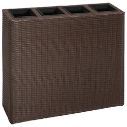 Garden Rectangle Rattan Planter Set Brown