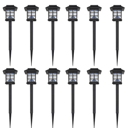 Outdoor Solar Lamp LED Light Set 12 pcs with Spike 8.6 x 8.6 x 38 cm