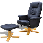 Archair with Footrest Black Faux Leather