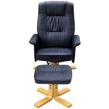 Archair with Footrest Black Faux Leather