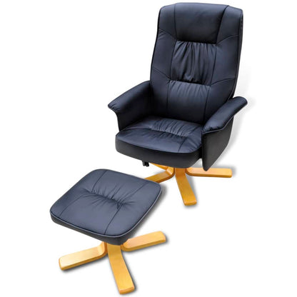 Archair with Footrest Black Faux Leather