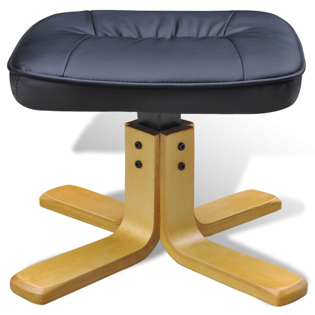 Archair with Footrest Black Faux Leather