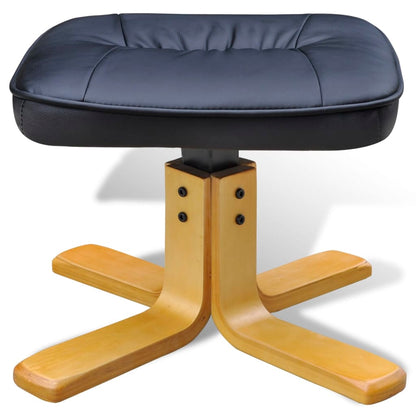 Archair with Footrest Black Faux Leather