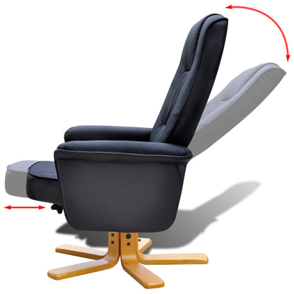 Archair with Footrest Black Faux Leather