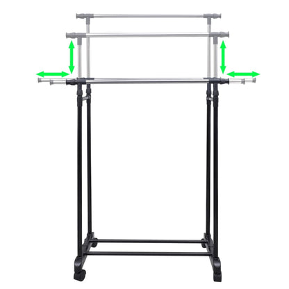 Adjustable Clothes Rack with 2 Hanging Rails 2 pcs