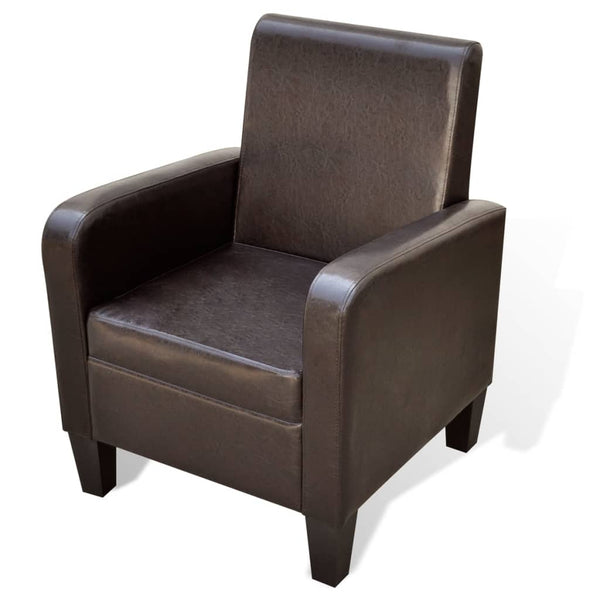  Armchair Brown Faux Leather S