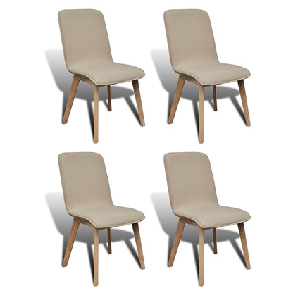 Dining Chairs 4 pcs Beige Fabric and Solid Oak Wood