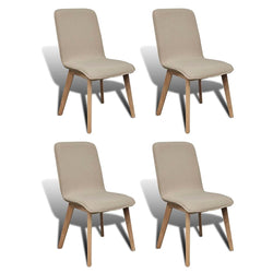 Dining Chairs 4 pcs Beige Fabric and Solid Oak Wood