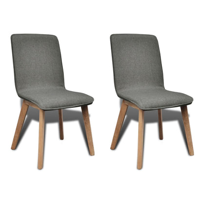 Dining Chairs 2 pcs Light Grey Fabric and Solid Oak Wood - 46×59×93cm