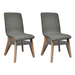 Dining Chairs 2 pcs Light Grey Fabric and Solid Oak Wood