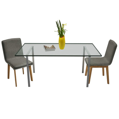 Dining Chairs 2 pcs Light Grey Fabric and Solid Oak Wood - 46×59×93cm