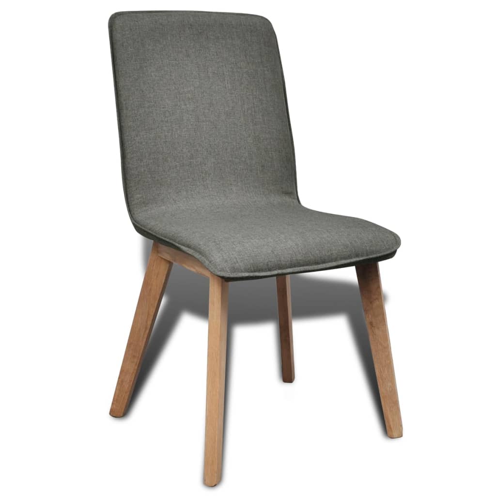 Dining Chairs 2 pcs Light Grey Fabric and Solid Oak Wood - 46×59×93cm