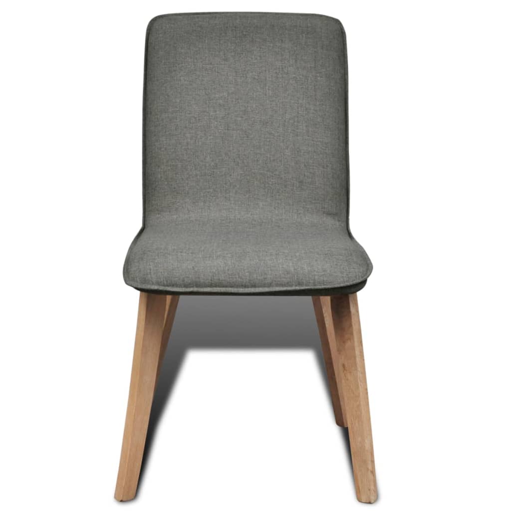 Dining Chairs 2 pcs Light Grey Fabric and Solid Oak Wood - 46×59×93cm