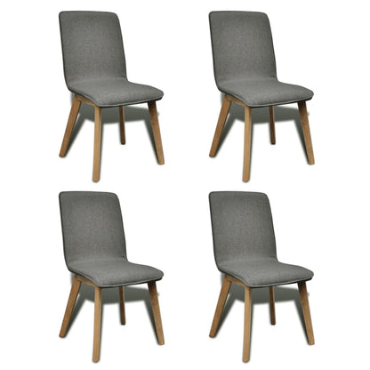 Dining Chairs 4 pcs Light Grey Fabric and Solid Oak Wood - 46×59×93cm