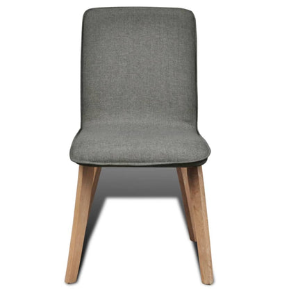 Dining Chairs 4 pcs Light Grey Fabric and Solid Oak Wood - 46×59×93cm